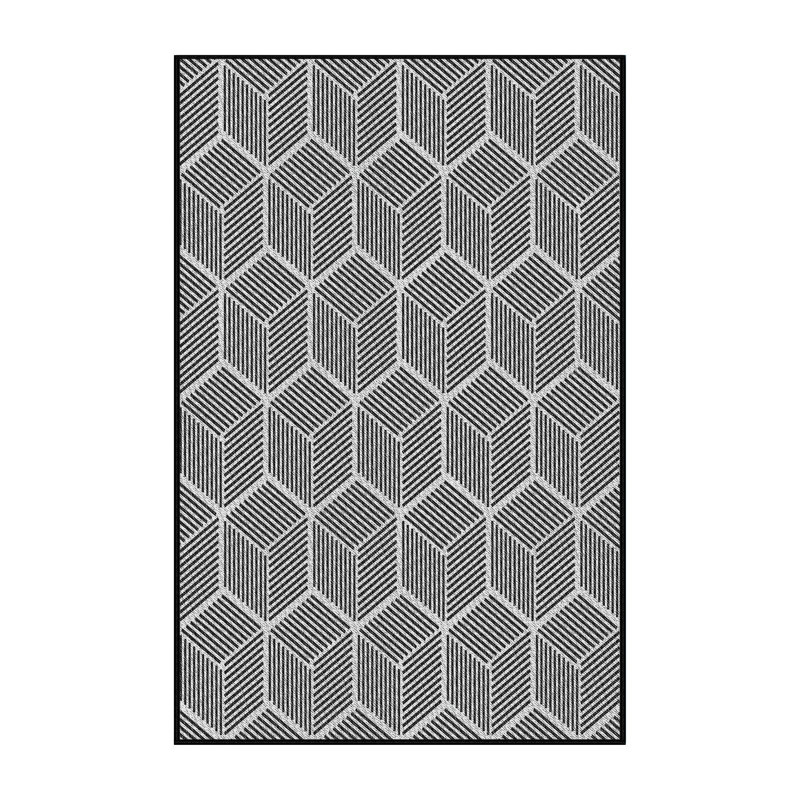 Tapis décoratif gris à motif géométrique, Rectangle 5 pi x 7 pi