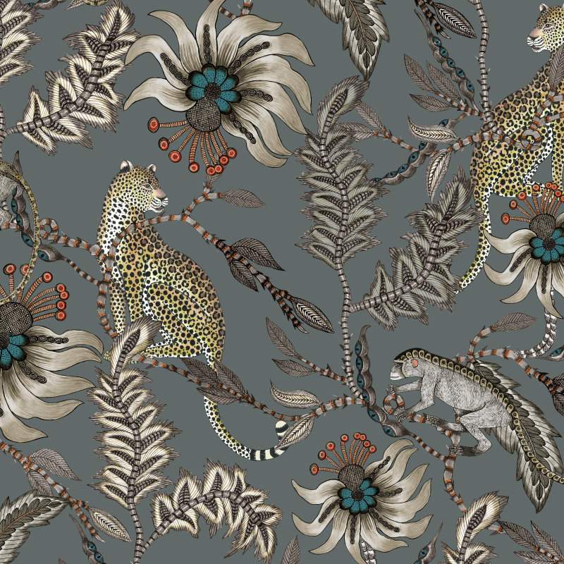 Ardmore 'Monkey Bean' Linen Fabric, Ash