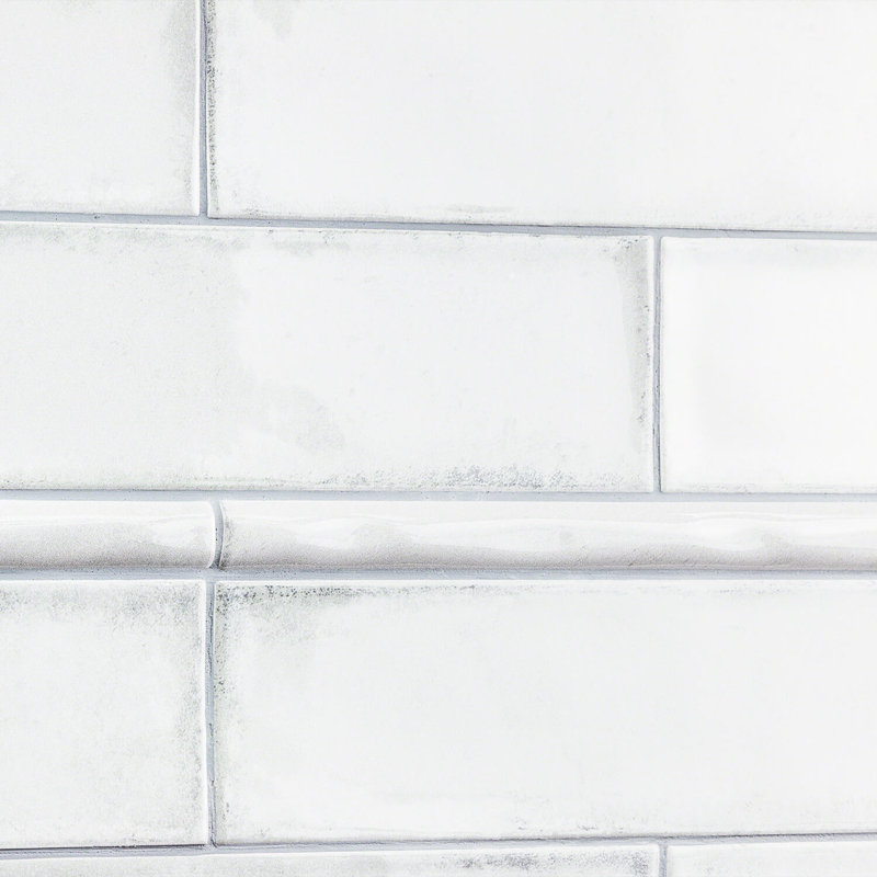 Moze White 0.75 in. x 12 in. Polished Ceramic Pencil Liner