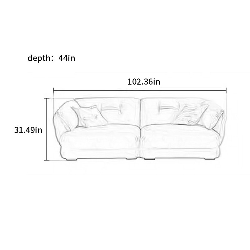 Canapé moderne et simple avec nuage de pétales de couleur crème, H 31,49 po x l 102,36 po x P 44 po