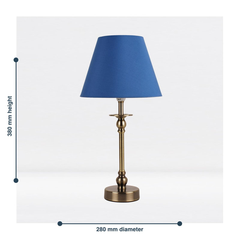 Lamons Metal Table Lamp, Antique Brass, Blue