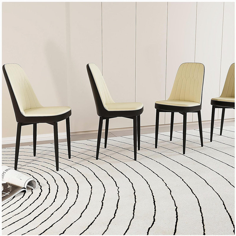 Chaises de salle à manger 4 pièces de style moderne, fabriquées en cuir de polyuréthane de haute qualité, avec coussins épais, chaise de cuisine à pieds en métal, chaise de salle à manger de restaurant