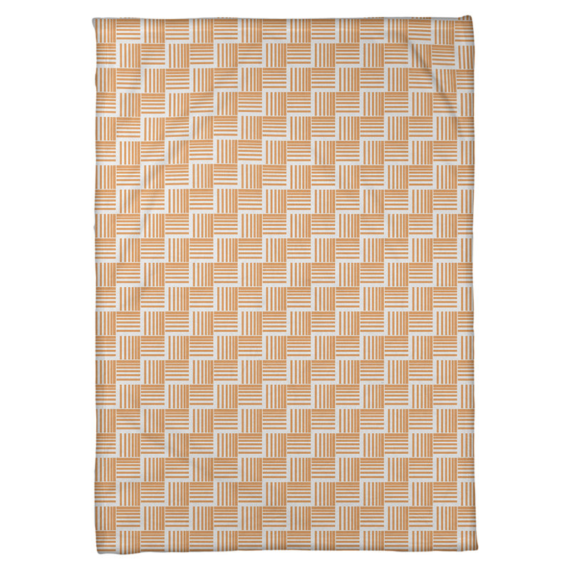 Couverture polaire à rayures classic basketweave, l 60 po x L 80 po, Orange / blanc