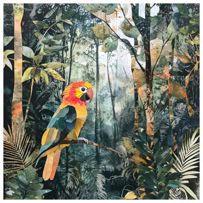 Colorful Parrot In Jungle Wall Tapestry - Parrot Wall Decor
