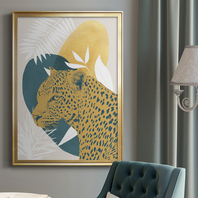 Jungle Cat II, reproduction d'art encadrée, H 42,5 po x l 30,5 po x P 1 po, Or
