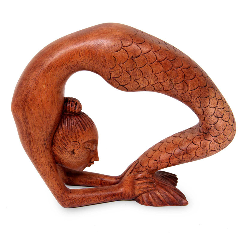 Sculpture Adowlfe signée sirène en bois
