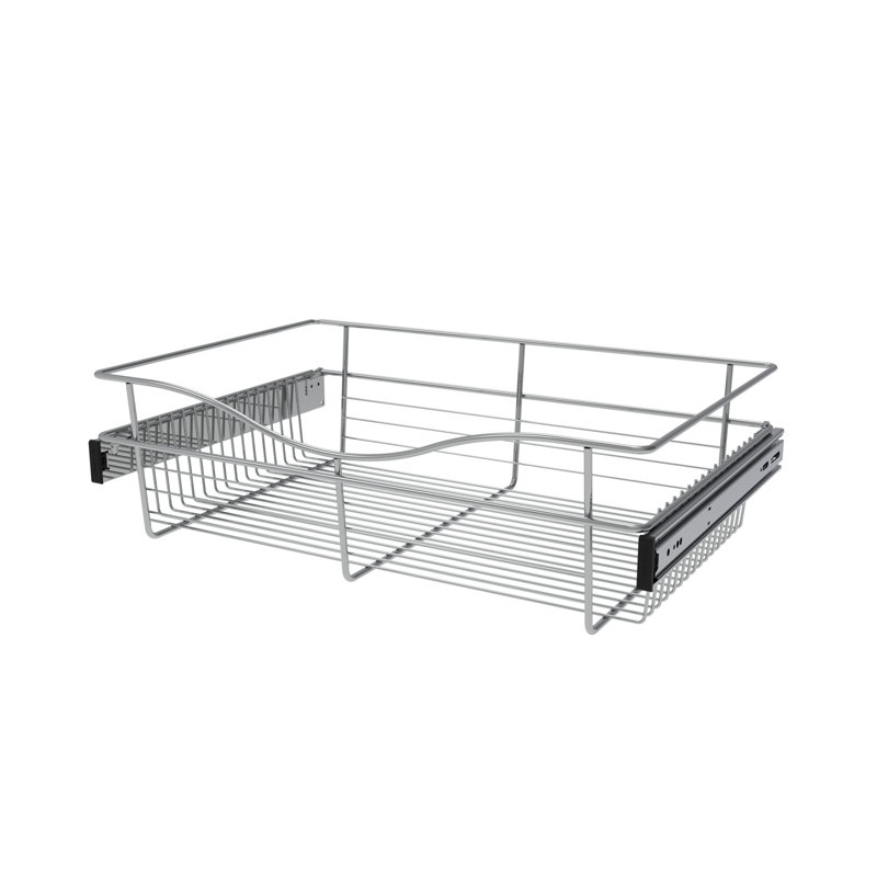 24" W Closet Basket for Custom Closet Systems, Chrome, 7" H x 24" W x 14" D
