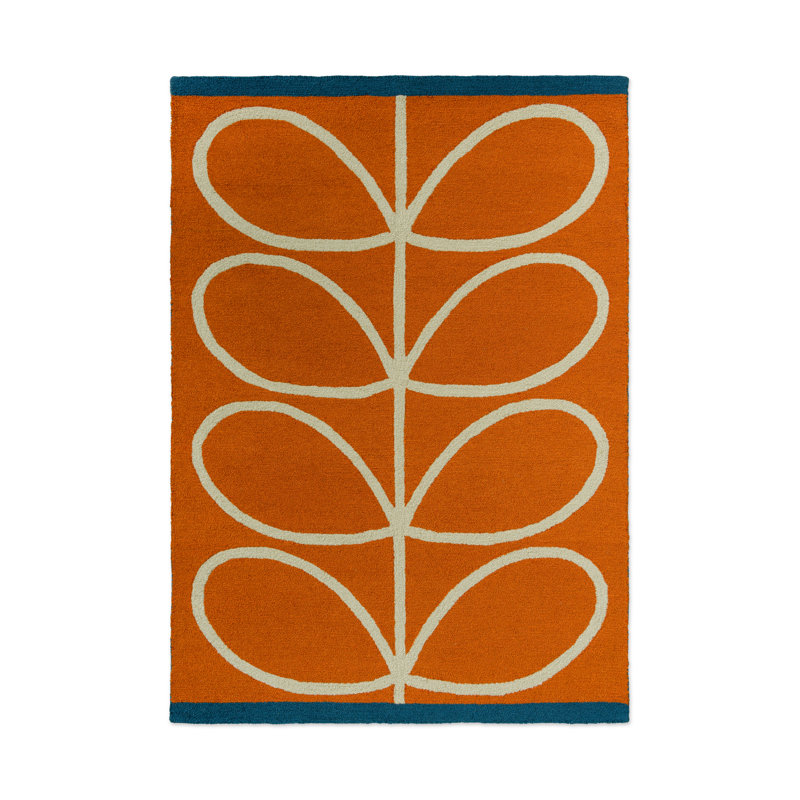 Linear Stem Hand Tufted Floral Area Rug, Rectangle 4'7" x 6'6"