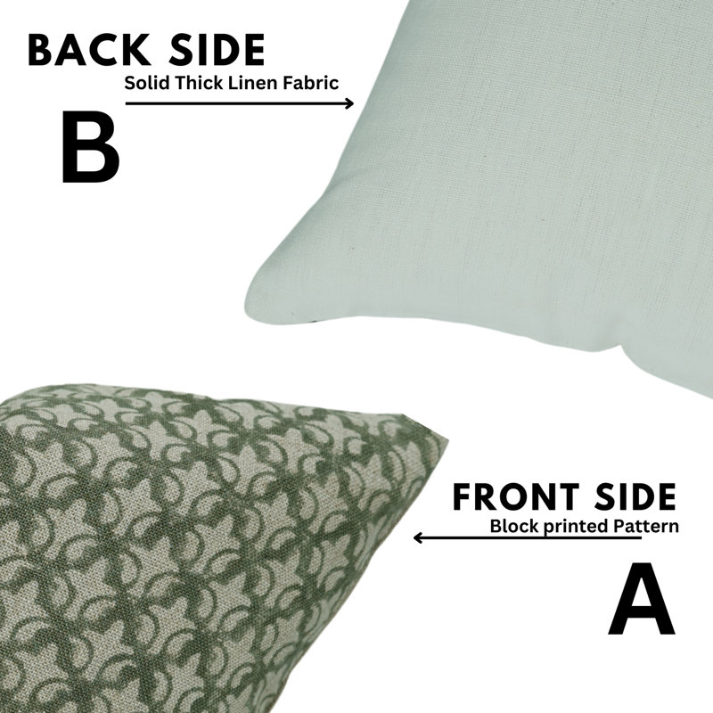 Block Print Throw Pillow Cover DTBLKTLSquare, 24" x 24", Black/White Floral 2, Square