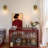 Dimmable Armed Sconce with Prismatic Glass Shade