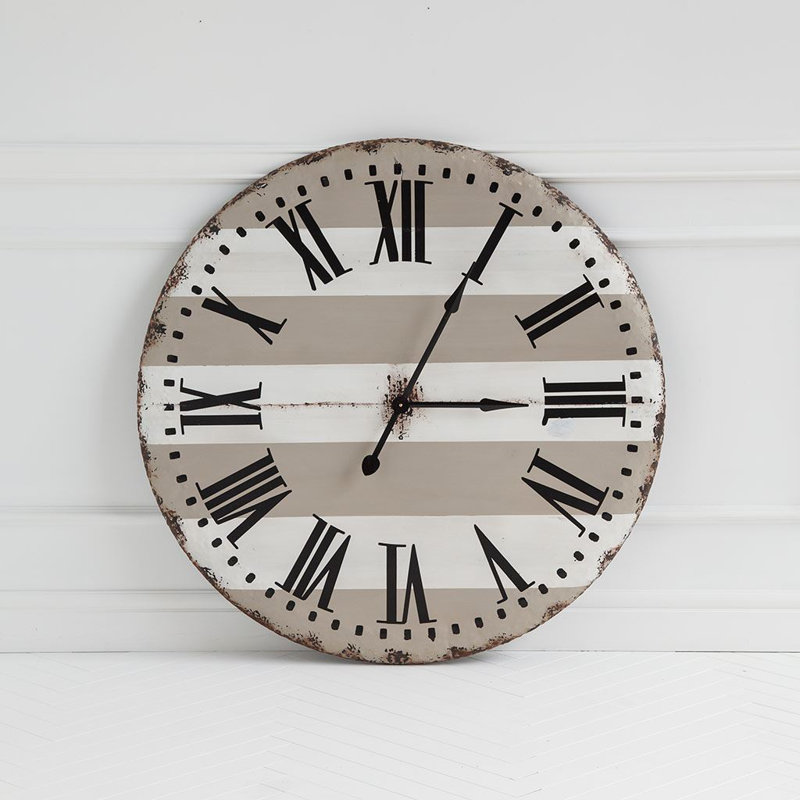 Belton Metal Analog Wall Clock, Small, White/Beige