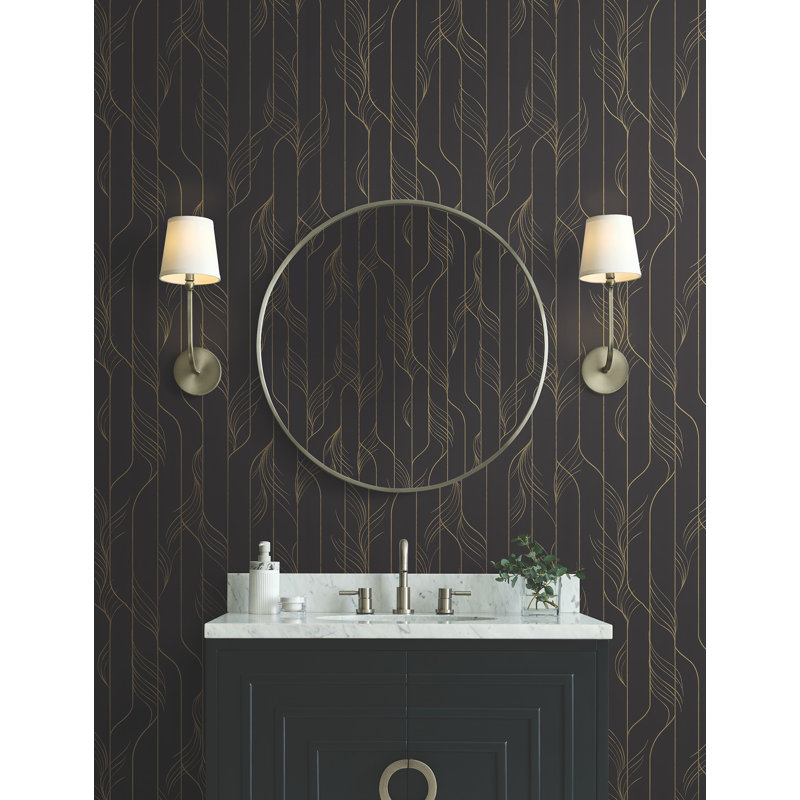 Elemental Thread Neutral Pearl and Silver Wallpaper, Black
