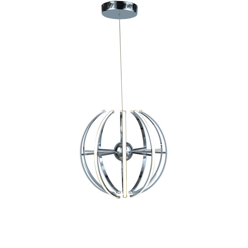 10-Light Chrome Aluminum LED Chandelier With Diffusers, Chrome