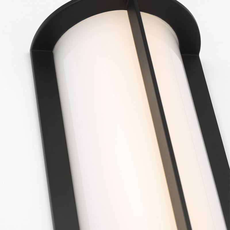 Barbara Barry Phinn 18" Linear Bath Sconce in Modern Iron with White Glass, Steel, Modern Iron