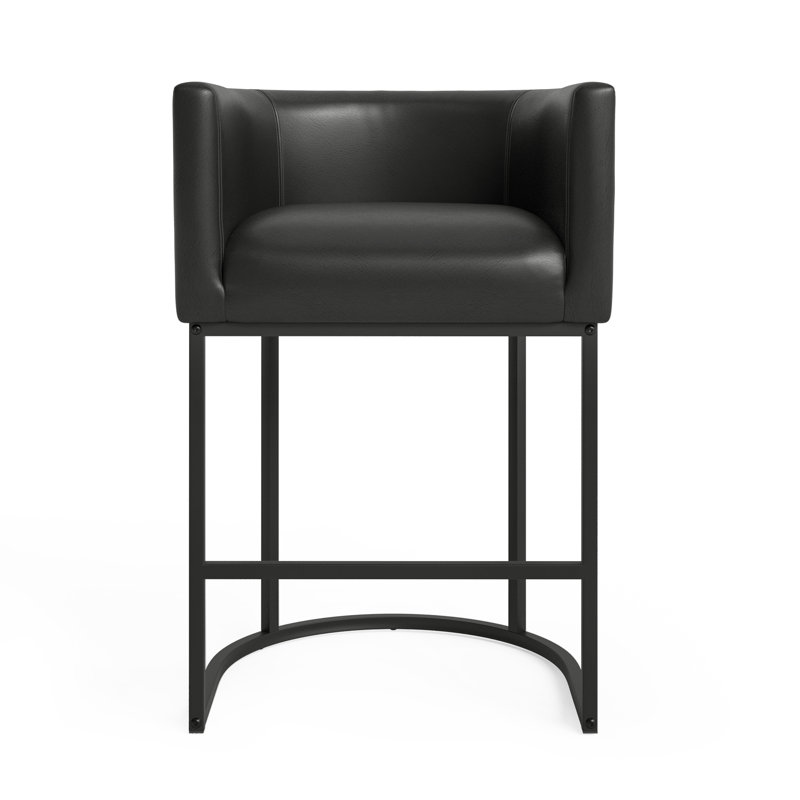Tabouret de bar H 33,5 po Christlyn, Siège noir / cadre noir, Simili cuir
