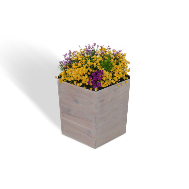 Boîte à fleurs en bois Campton, H 17 po x l 14 po x P 14 po, Blanc délavé