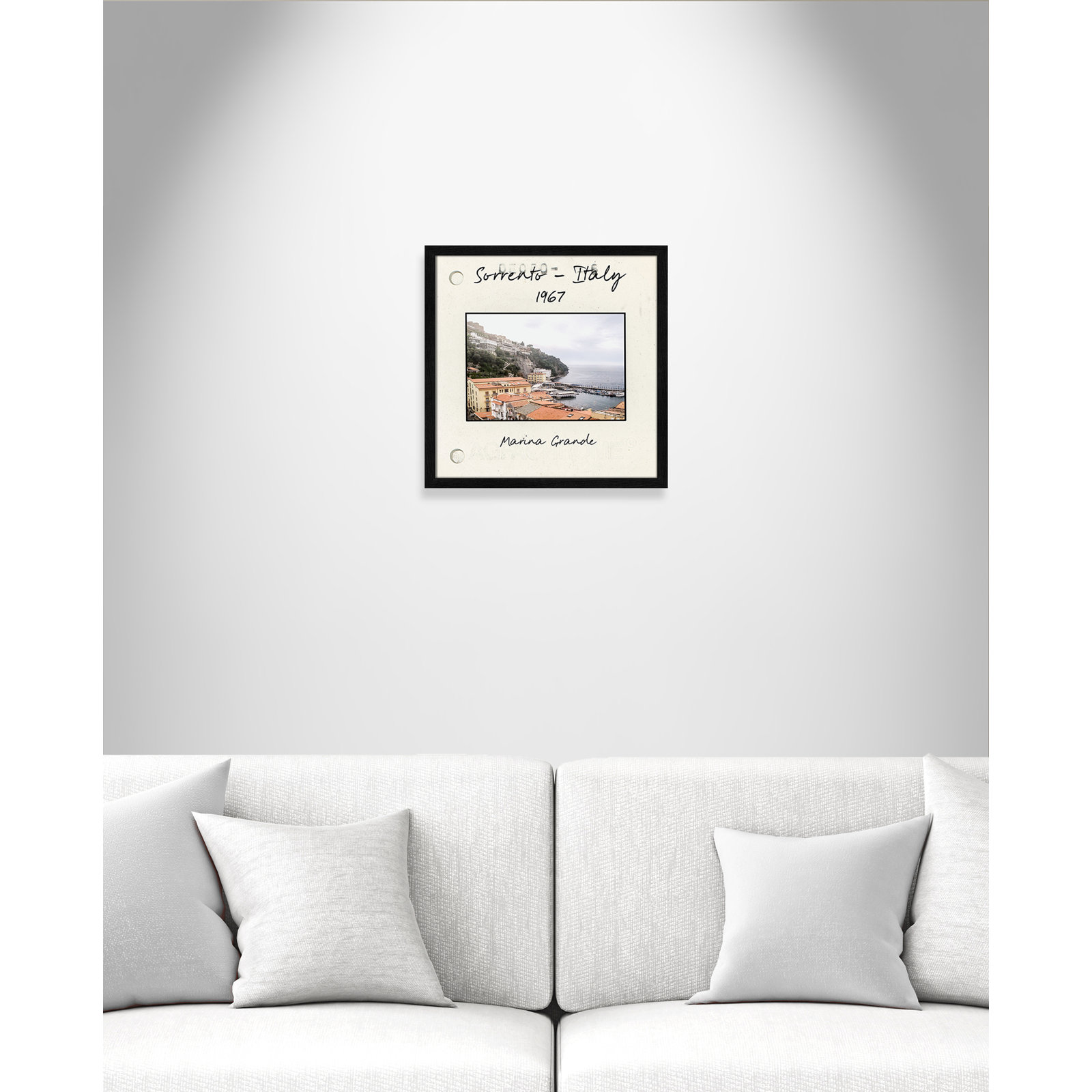 Travel Slide Collection "Sorrento, Italy" Print, Black Single Picture Framed Paper, 17" H x 17" W x 0.75" D