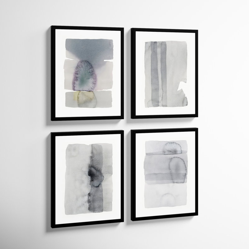Gray On Gray Set Of 4 by Jacques Pilon, 20" H x 16" W, Black