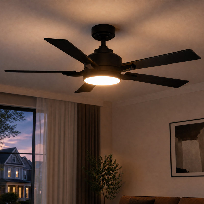 Ventilateur de plafond à DEL 52 po moderne à intensité variable avec moteur à courant continu réversible et télécommande
