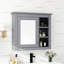 Armoire de salle de bain avec miroir - 30 po x 28 po, beaucoup d'espace, charnières, gris, espace de rangement mural spacieux, monté, + verre, intimité dissimulée