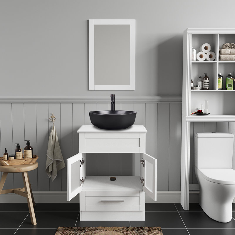 Vanity Set with Mirror 24" Single Bathroom Arza, Black