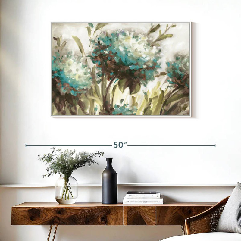 Hortensia champ neutre, Cadre flottant blanc, 37 po x 25 po