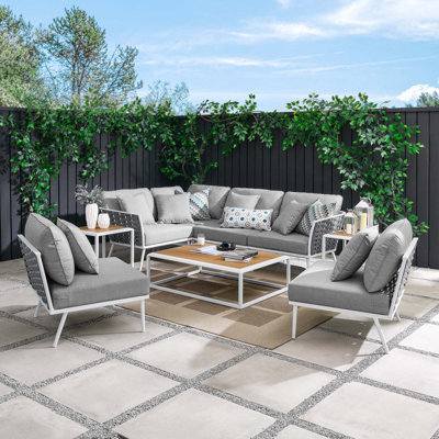 Ensemble de canapé modulaire d'extérieur en aluminium 9 pièces Stance par Modway