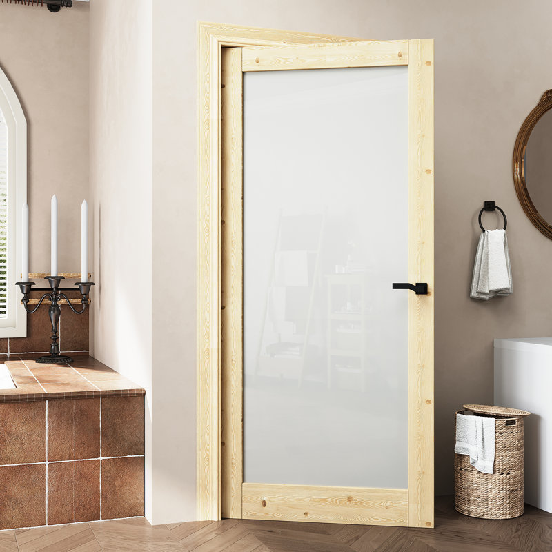 Intérieur 1 porte en bois de pin givré pré-assemblée pour porte de grange, 36 po x 80 po
