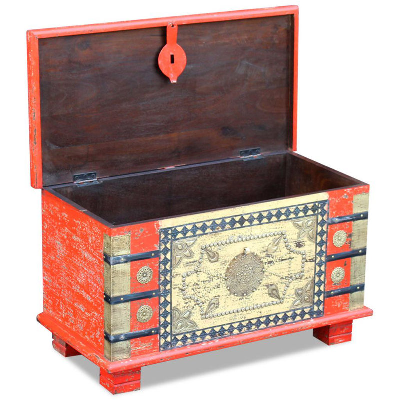 Solid Wood Accent Trunk, Red