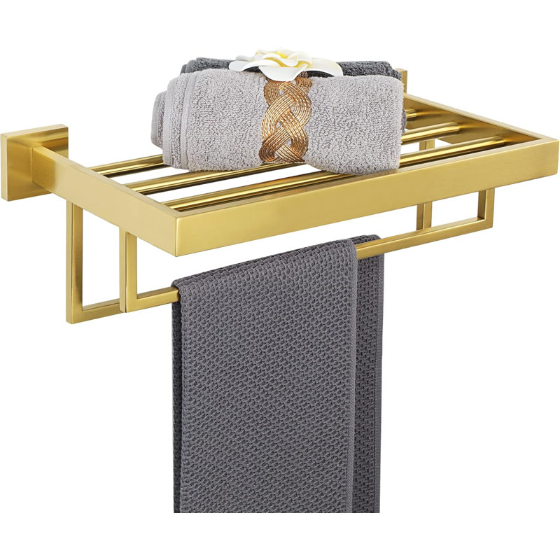 Porte-serviettes 16 pouces en acier inoxydable 304 - barres doubles, fixation murale, Doré