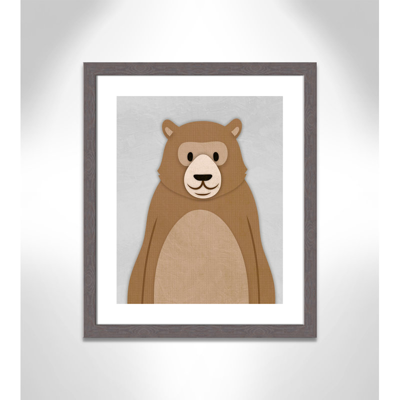 Adhésif décoratif Cheery Bear, H 24,5 po x l 20,5 po x P 0,6 po, Encadré plat à grain de bois gris