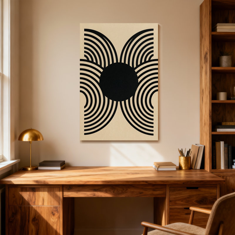 Cercles noirs tendance rayonnant du point central
