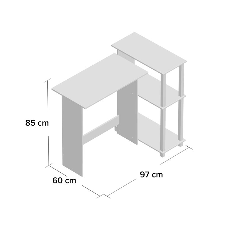 Anselmo Corner Computer Desk, Grey/Black