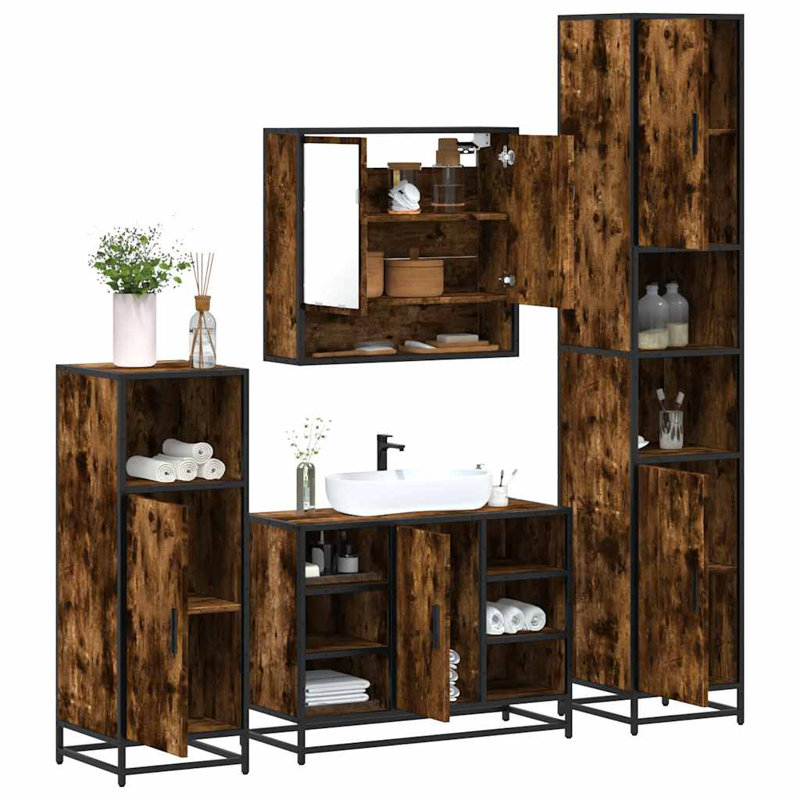 Almantas Bathroom Furniture Suite, Rustric Brown