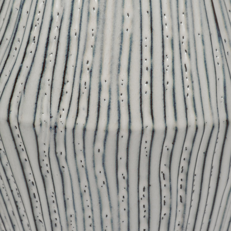 Vase à couvercle en grès Chambre, H 15 po x l 8 po x P 8 po, Gris