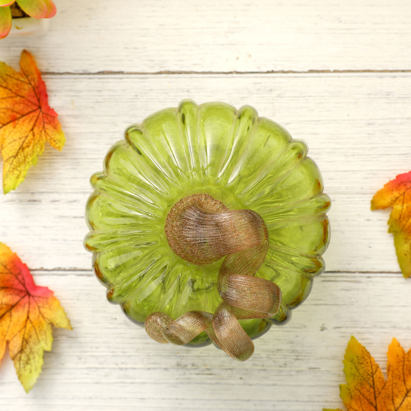 Crackle Glass Pumpkin, Green