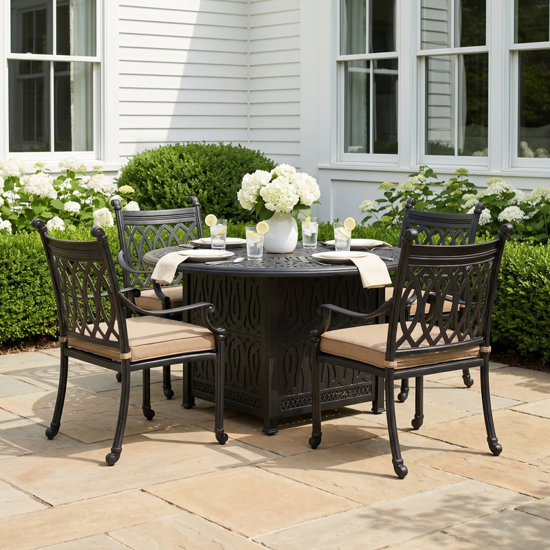 Brockport Round 6 - Person 52'' Long Dining Set with Cushions