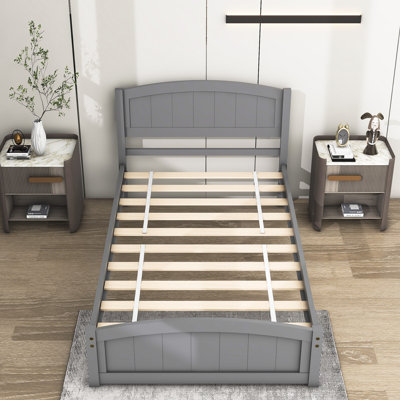  Lit plateforme simple en bois avec tête de lit Elvana