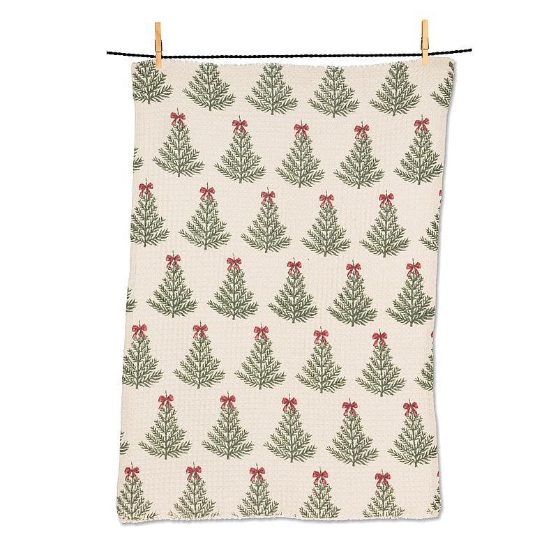 Christmas Tree With Bows Waffle Kitchen Towel