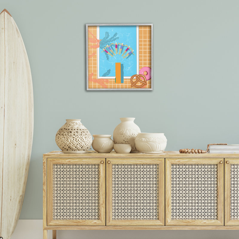 In Sync Pool Swimmers Framed Giclee Art by Ashley Singleton, Farmhouse Gray Framed Giclee, 24'' H X 24'' W