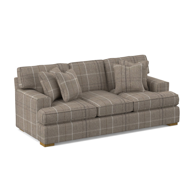 Sadie 97'' Recessed Arm Sofa with Reversible Cushions, Black, Beige Cotton; 0366-94