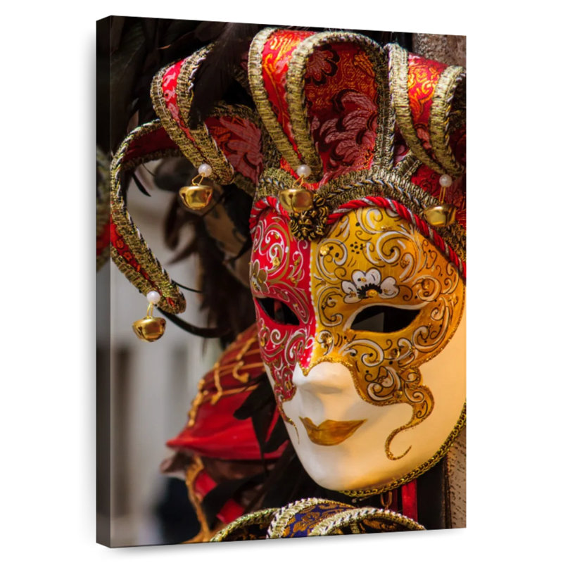 Masque Lelend Carnaval de Venise, H 12 po x l 8 po