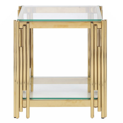 Square End Table With Glass Top, Tempered Glass Coffee Table