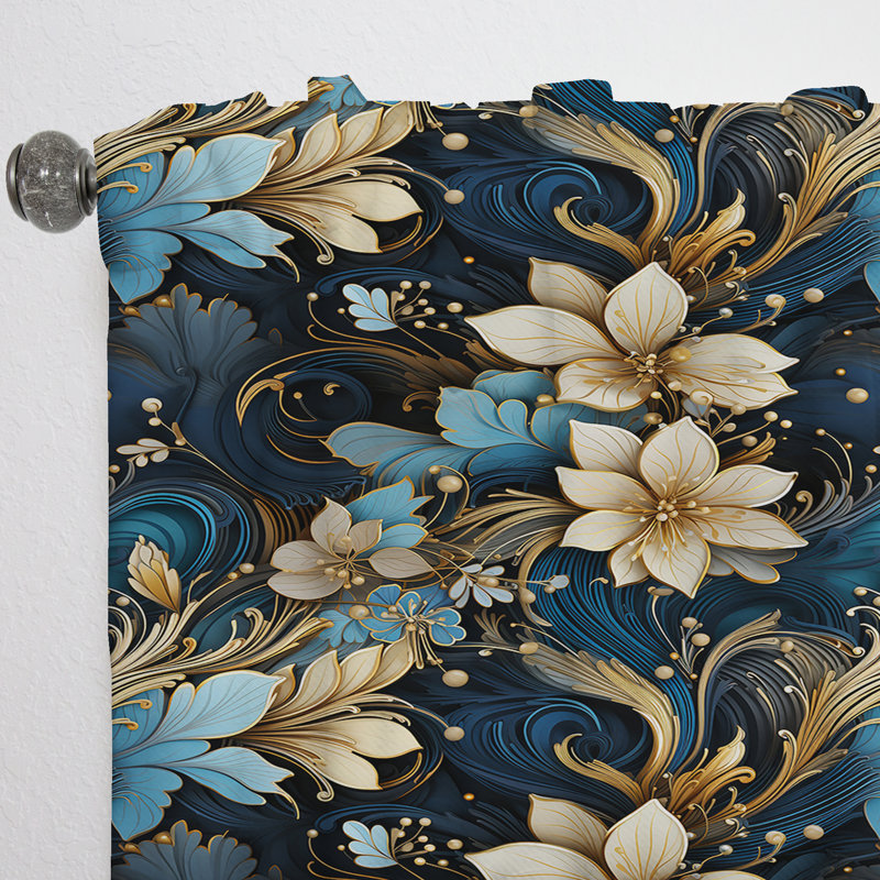 Rideau en velours glamour Industrial Chic Paisley II - 1 panneau, L 52 po x L 108 po