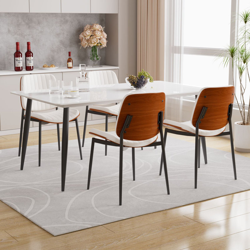 Faux Leather Solid Back Side Chair, White