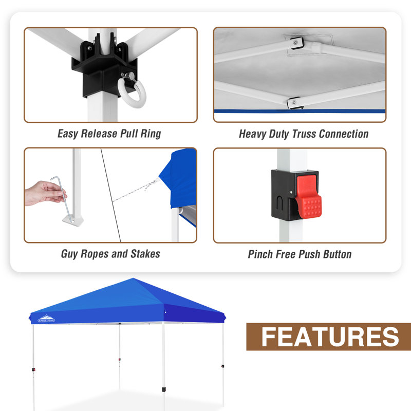 120'' W x 120'' D Powder Coated Steel Pop-Up Canopy, Blue