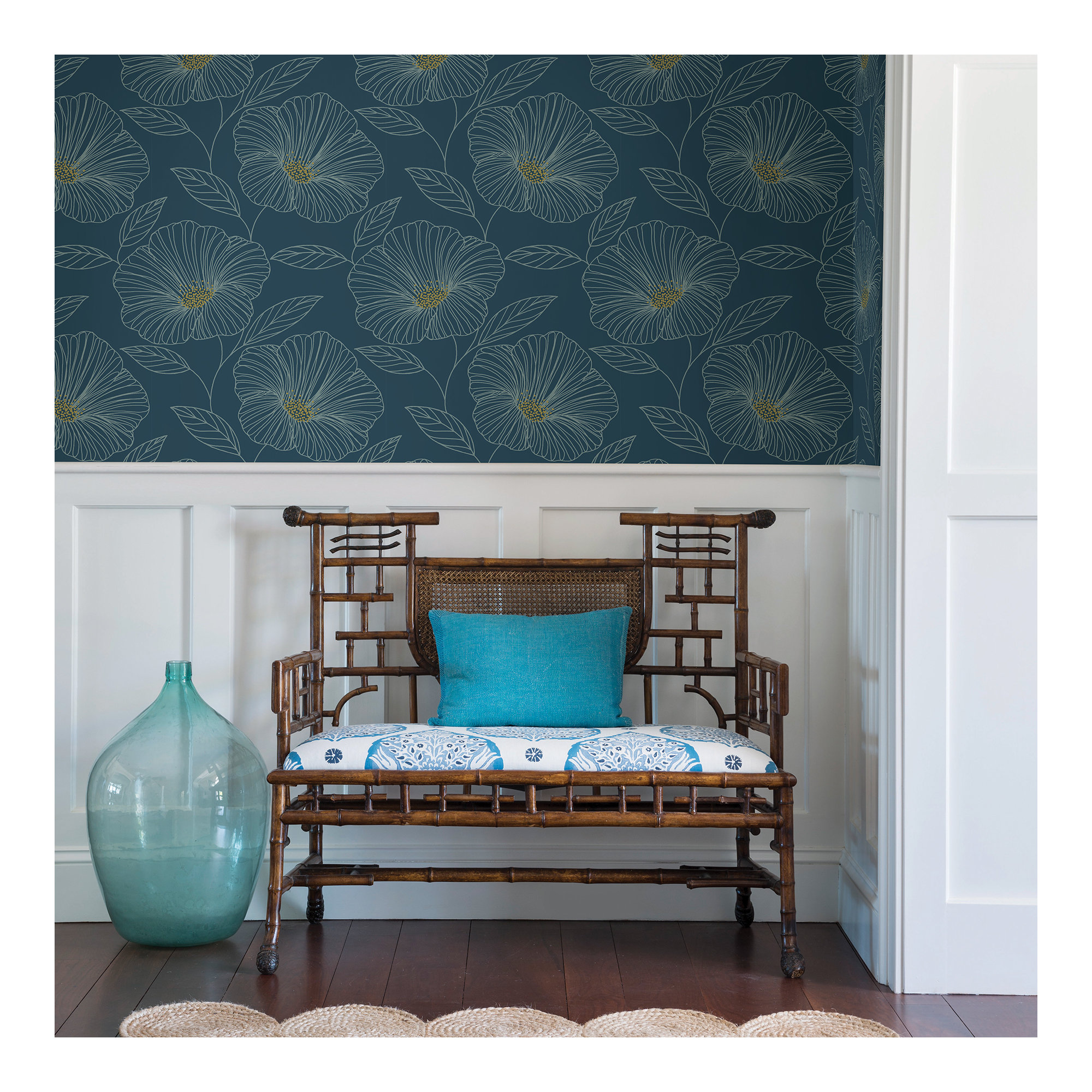 Mistral Mythic Floral Wallpaper Sample, Blue