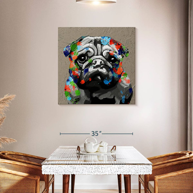Portrait de chien Crowle, H 36 po x l 36 po
