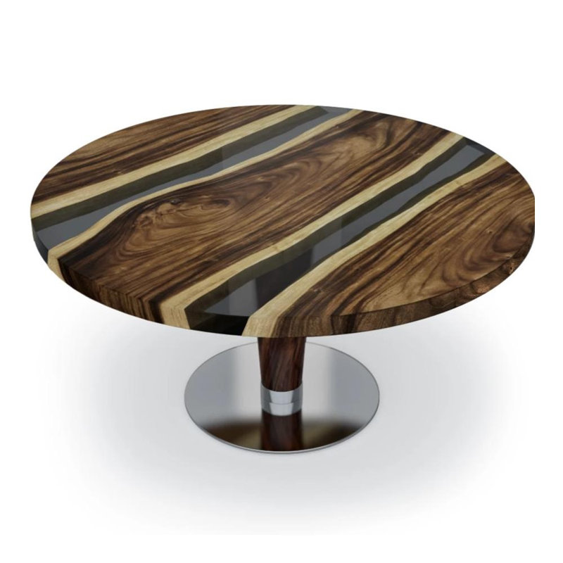 Solid Wood Coffee Table, Dark Smoked, 17.7" H x 27.6" L x 27.6" W