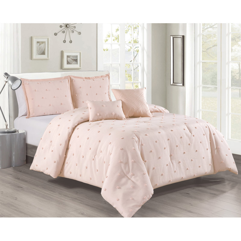 Myril 5 Piece Dots Comforter Set, King